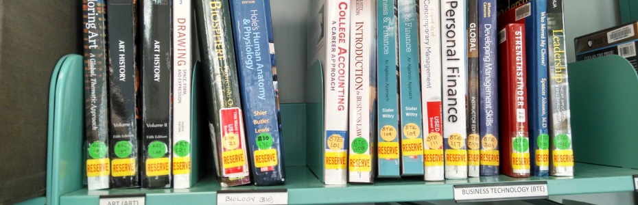 Photo of textbooks on reserve